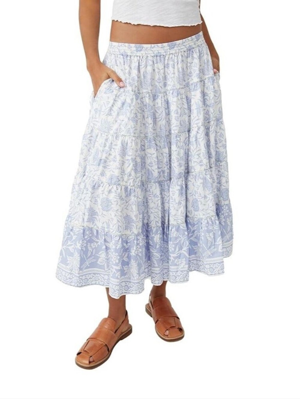 Free People In Full Swing Skirt in Blue Heron